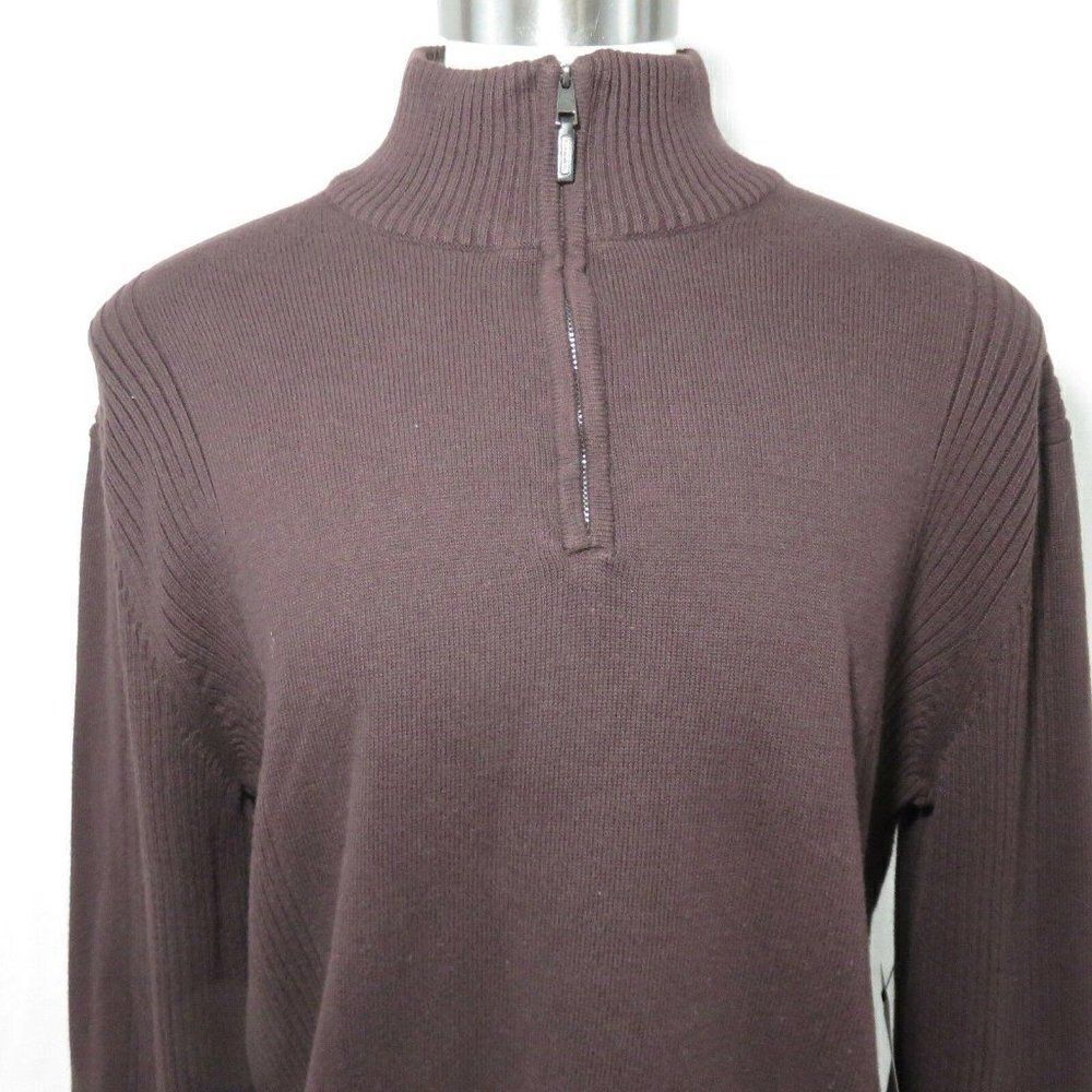 CALVIN KLEIN SWEATER XXL 2XL PULLOVER 1/2 ZIP COTTON BURGUNDY RED RIBBED